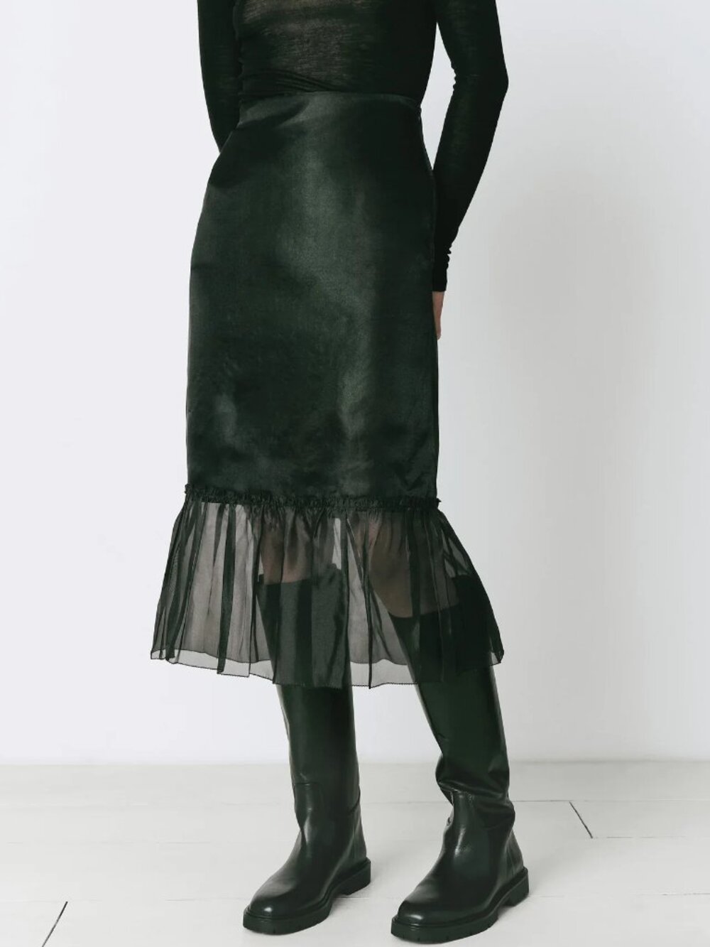 NWT RUE SOPHIE Moulin Organza Midi Skirt in Black Size Small - Picture 3 of 5